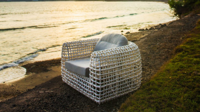 Кресло плетеное с подушками Skyline Design Dynasty алюминий, искусственный ротанг, sunbrella белый, бежевый Фото 8