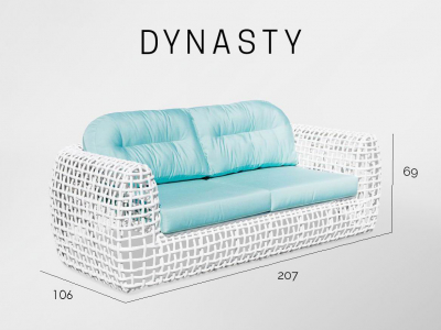 Диван плетеный с подушками Skyline Design Dynasty алюминий, искусственный ротанг, sunbrella серый, бежевый Фото 4