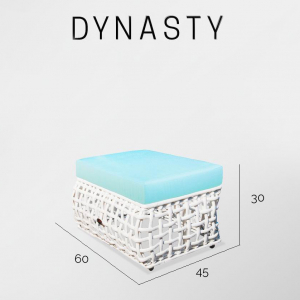 Банкетка плетеная с подушкой Skyline Design Dynasty алюминий, искусственный ротанг, sunbrella белый, бежевый Фото 4