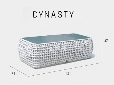 Столик плетеный со стеклом журнальный Skyline Design Dynasty алюминий, искусственный ротанг, закаленное стекло серый Фото 3