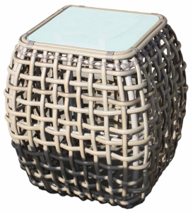 Столик плетеный со стеклом приставной Skyline Design Dynasty алюминий, искусственный ротанг, закаленное стекло серый Фото 1