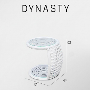 Столик плетеный со стеклом для лежака Skyline Design Dynasty алюминий, искусственный ротанг, закаленное стекло белый Фото 3