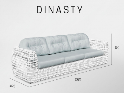 Диван плетеный с подушками Skyline Design Dynasty алюминий, искусственный ротанг, sunbrella белый, бежевый Фото 4