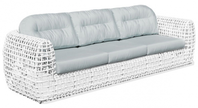 Диван плетеный с подушками Skyline Design Dynasty алюминий, искусственный ротанг, sunbrella белый, бежевый Фото 1