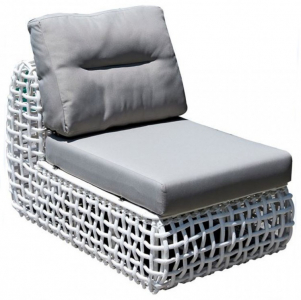 Модуль центральный плетеный с подушками Skyline Design Dynasty алюминий, искусственный ротанг, sunbrella белый, бежевый Фото 1