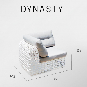 Модуль угловой плетеный с подушками Skyline Design Dynasty алюминий, искусственный ротанг, sunbrella белый, бежевый Фото 4