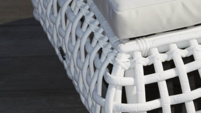 Банкетка плетеная с подушкой Skyline Design Dynasty алюминий, искусственный ротанг, sunbrella белый, бежевый Фото 5