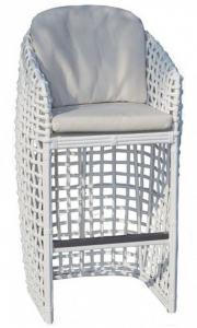 Кресло плетеное барное с подушками Skyline Design Dynasty алюминий, искусственный ротанг, sunbrella белый, бежевый Фото 1