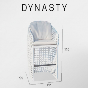 Кресло плетеное барное с подушками Skyline Design Dynasty алюминий, искусственный ротанг, sunbrella белый, бежевый Фото 4