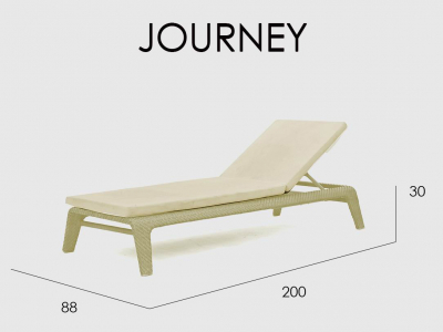 Шезлонг-лежак плетеный с матрасом Skyline Design Journey алюминий, искусственный ротанг, sunbrella бежевый Фото 4