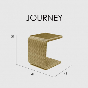 Столик плетеный со стеклом для лежака Skyline Design Journey алюминий, искусственный ротанг, закаленное стекло бежевый Фото 3