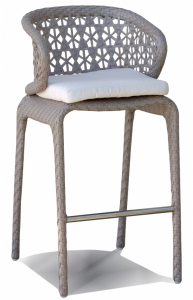 Кресло плетеное барное с подушкой Skyline Design Journey алюминий, искусственный ротанг, sunbrella бежевый Фото 1