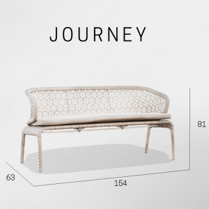 Скамейка плетеная с подушкой Skyline Design Journey алюминий, искусственный ротанг, sunbrella бежевый Фото 4