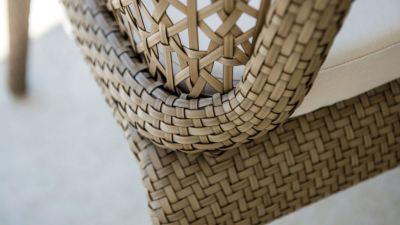 Скамейка плетеная с подушкой Skyline Design Journey алюминий, искусственный ротанг, sunbrella бежевый Фото 8