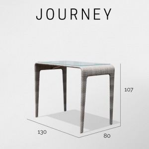 Стол плетеный со стеклом барный Skyline Design Journey алюминий, искусственный ротанг, закаленное стекло бежевый Фото 4