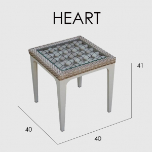 Столик плетеный со стеклом для лежака Skyline Design Heart алюминий, искусственный ротанг, закаленное стекло бежевый Фото 3