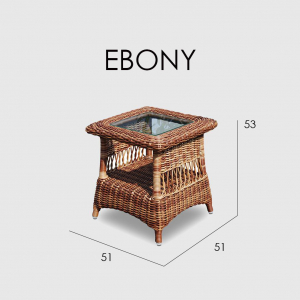 Столик плетеный со стеклом приставной Skyline Design Ebony алюминий, искусственный ротанг, закаленное стекло бронзовый Фото 3