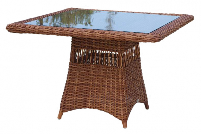 Стол плетеный со стеклом Skyline Design Ebony алюминий, искусственный ротанг, закаленное стекло бронзовый Фото 1