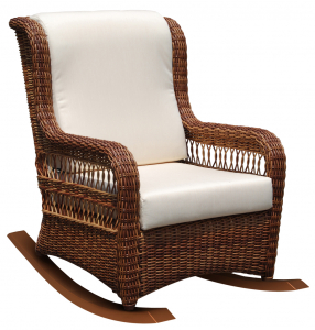 Кресло-качалка плетеное с подушками Skyline Design Ebony алюминий, искусственный ротанг, sunbrella бронзовый, бежевый Фото 1