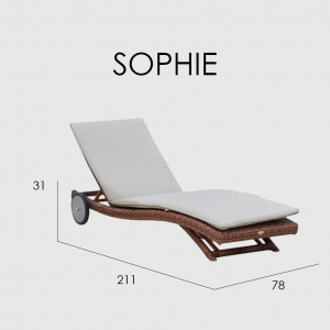Шезлонг-лежак плетеный с матрасом Skyline Design Sophie алюминий, искусственный ротанг, sunbrella мокка, бежевый Фото 5