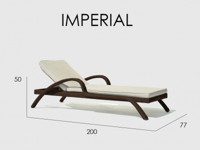 Шезлонг-лежак плетеный с матрасом Skyline Design Imperial алюминий, искусственный ротанг, sunbrella белый, бежевый Фото 4