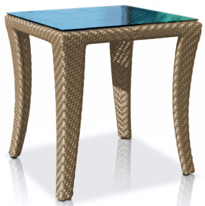 Столик плетеный со стеклом журнальный Skyline Design Madison алюминий, искусственный ротанг, закаленное стекло бронзовый Фото 1