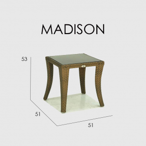 Столик плетеный со стеклом журнальный Skyline Design Madison алюминий, искусственный ротанг, закаленное стекло бронзовый Фото 2
