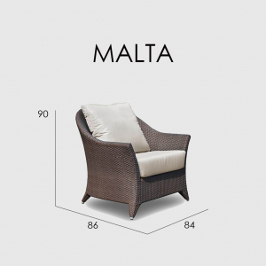 Кресло плетеное с подушками Skyline Design Malta алюминий, искусственный ротанг, sunbrella белый, бежевый Фото 4