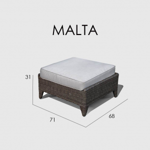 Банкетка плетеная с подушкой Skyline Design Malta алюминий, искусственный ротанг, sunbrella мокка, бежевый Фото 4