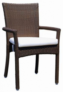 Кресло плетеное с подушкой Skyline Design Ria алюминий, искусственный ротанг, sunbrella мокка, бежевый Фото 1