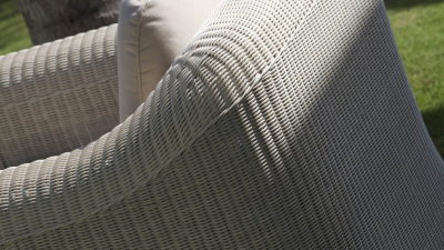 Диван плетеный двухместный с подушками Skyline Design Calderan алюминий, искусственный ротанг, sunbrella белый, бежевый Фото 8