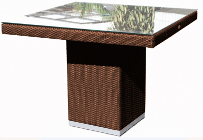 Стол плетеный со стеклом Skyline Design Pacific алюминий, искусственный ротанг, закаленное стекло бронзовый Фото 1