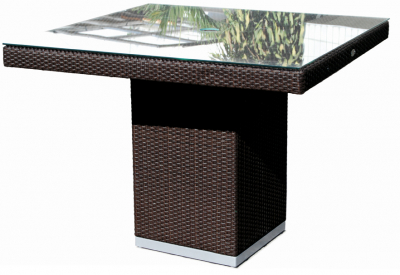 Стол плетеный со стеклом Skyline Design Pacific алюминий, искусственный ротанг, закаленное стекло мокка Фото 1