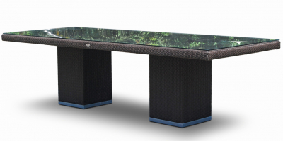 Стол плетеный со стеклом Skyline Design Pacific алюминий, искусственный ротанг, закаленное стекло мокка Фото 1