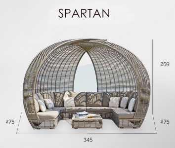 Лаунж-диван плетеный Skyline Design Spartan алюминий, искусственный ротанг, sunbrella серый, бежевый Фото 4