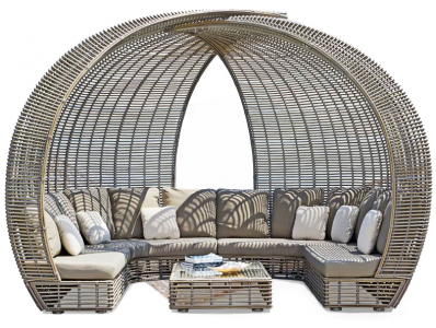 Лаунж-диван плетеный Skyline Design Spartan алюминий, искусственный ротанг, sunbrella серый, бежевый Фото 12