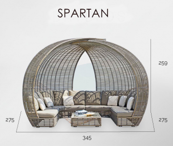 Лаунж-диван плетеный Skyline Design Spartan алюминий, искусственный ротанг, sunbrella черный, бежевый Фото 4