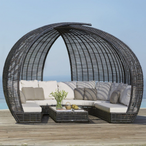 Лаунж-диван плетеный Skyline Design Spartan алюминий, искусственный ротанг, sunbrella черный, бежевый Фото 8