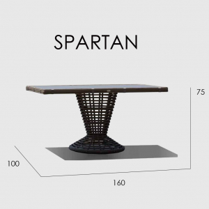 Стол плетеный со стеклом Skyline Design Spartan алюминий, искусственный ротанг, закаленное стекло белый Фото 3