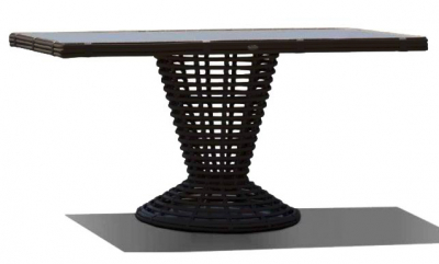 Стол плетеный со стеклом Skyline Design Spartan алюминий, искусственный ротанг, закаленное стекло черный Фото 1
