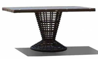 Стол плетеный со стеклом Skyline Design Spartan алюминий, искусственный ротанг, закаленное стекло серый Фото 1