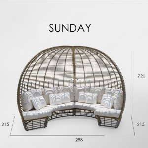 Лаунж-диван плетеный Skyline Design Sunday алюминий, искусственный ротанг черный, бежевый Фото 4