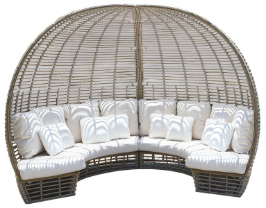 Лаунж-диван плетеный Skyline Design Sunday алюминий, искусственный ротанг серый, бежевый Фото 1