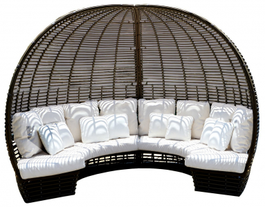 Лаунж-диван плетеный Skyline Design Sunday алюминий, искусственный ротанг черный, бежевый Фото 1