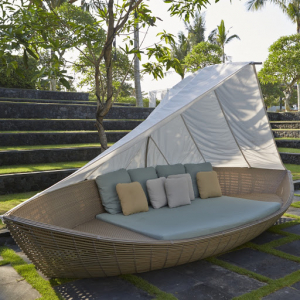 Лаунж-диван плетеный с подушками Skyline Design Boat алюминий, искусственный ротанг серый, бежевый Фото 10