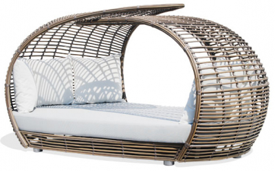 Лаунж-диван плетеный с подушками Skyline Design Amber алюминий, искусственный ротанг, sunbrella серый, бежевый Фото 1
