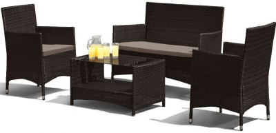 Комплект плетеной мебели Afina AFM-2025B Black искусственный ротанг, сталь коричневый Фото 1