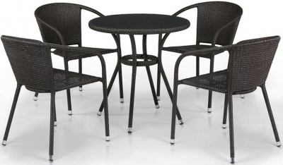 Комплект плетеной мебели Afina T282ANS/Y137C-W53 Brown 4Pcs искусственный ротанг, сталь коричневый Фото 1