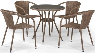 Комплект плетеной мебели Afina T282ANT/Y137C-W56 Light Brown 4Pcs искусственный ротанг, сталь светло-коричневый Фото 1