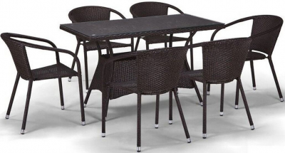 Комплект плетеной мебели Afina T198D/Y137C-W53 Brown 6Pcs искусственный ротанг, сталь коричневый Фото 1